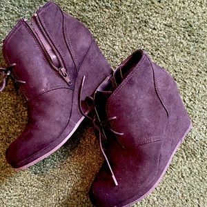 Black wedge booties.  Pre loved   Universal Thread brand  lace up